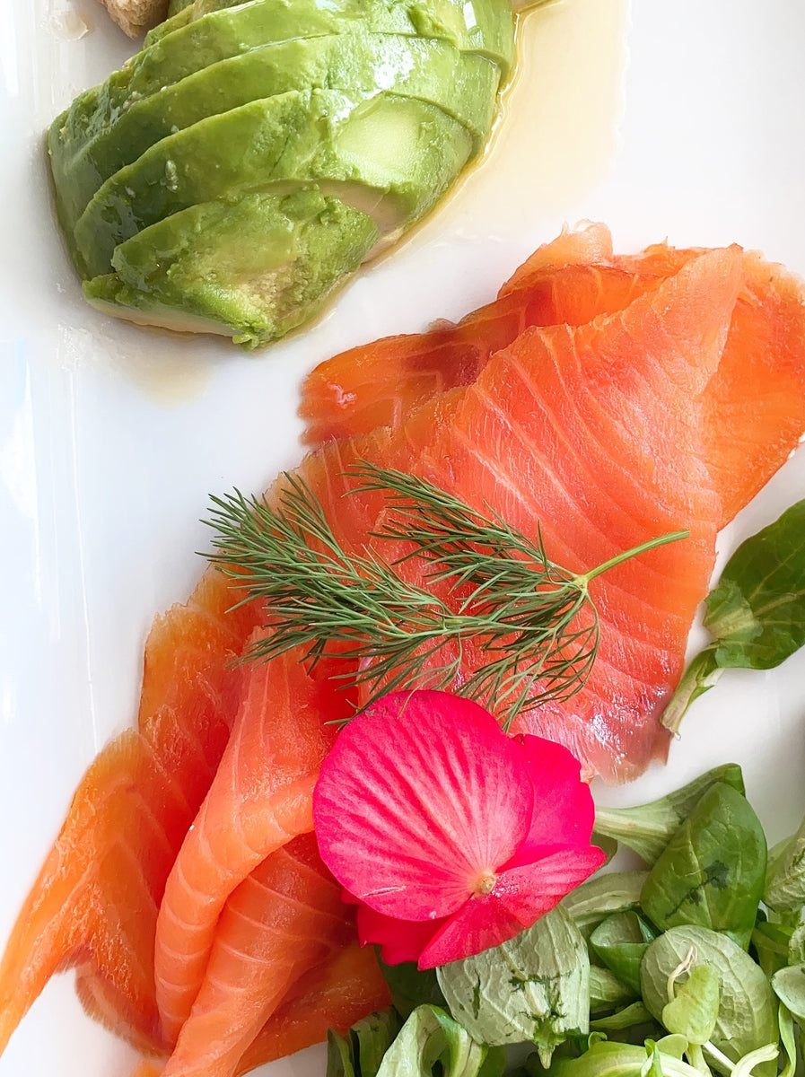 Smoked Salmon with Avocado and MultiSeed Brittles – Roots & Wings Organic